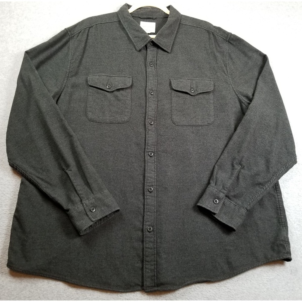AMERICAN EAGLE OUTFITTERS Button Up Shirt Mens 3XL XXXL Gray Flannel Long Sleeve